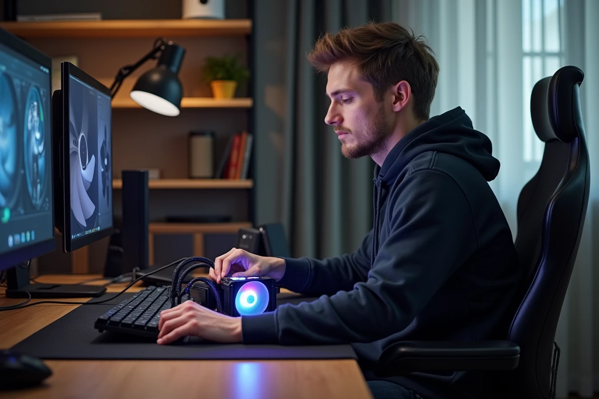 Jeune homme assemble un PC avec refroidisseur ARCTIC Liquid Freezer