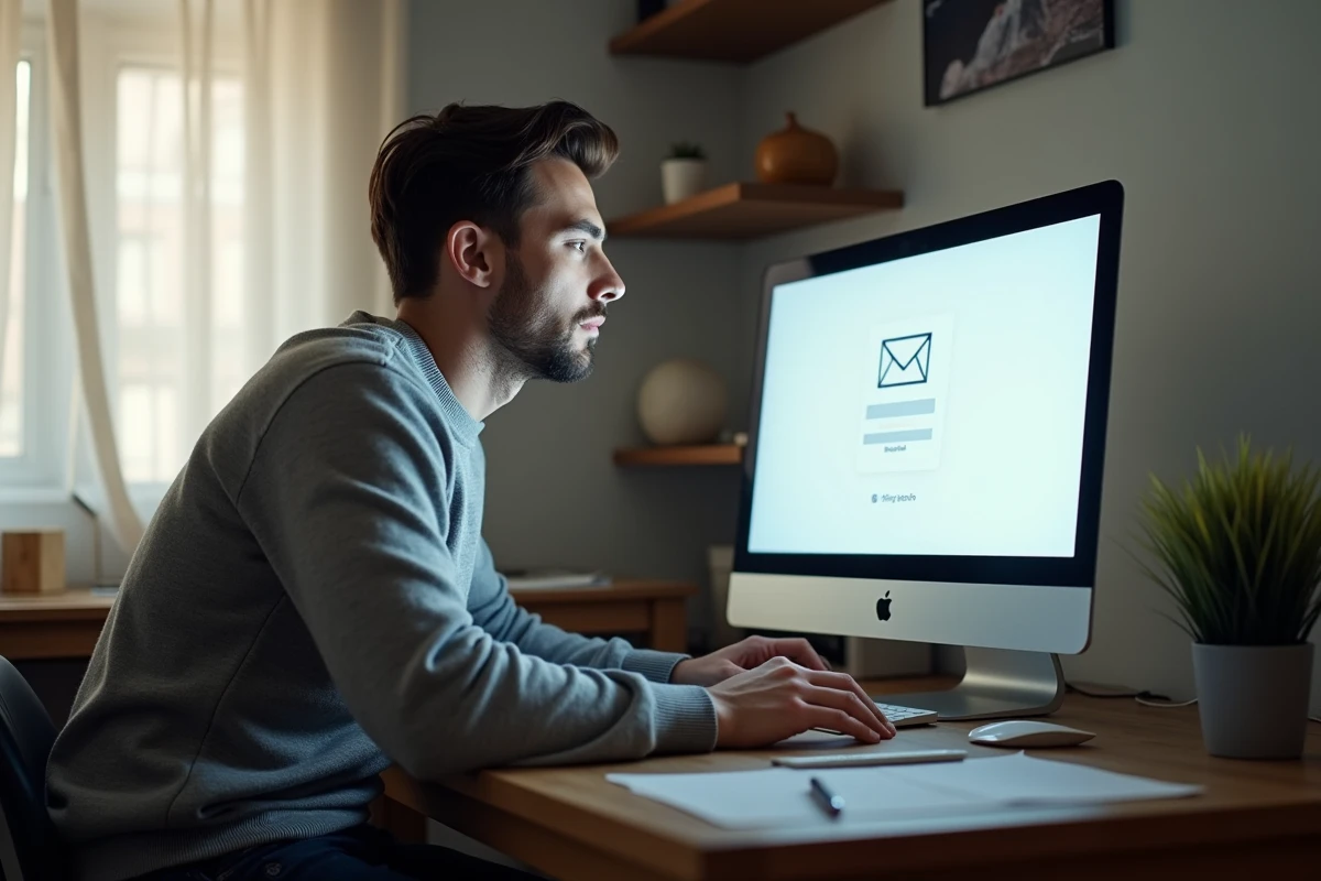 Nouvel arrivant dans l'académie de Grenoble configurant son adresse email professionnelle depuis son domicile