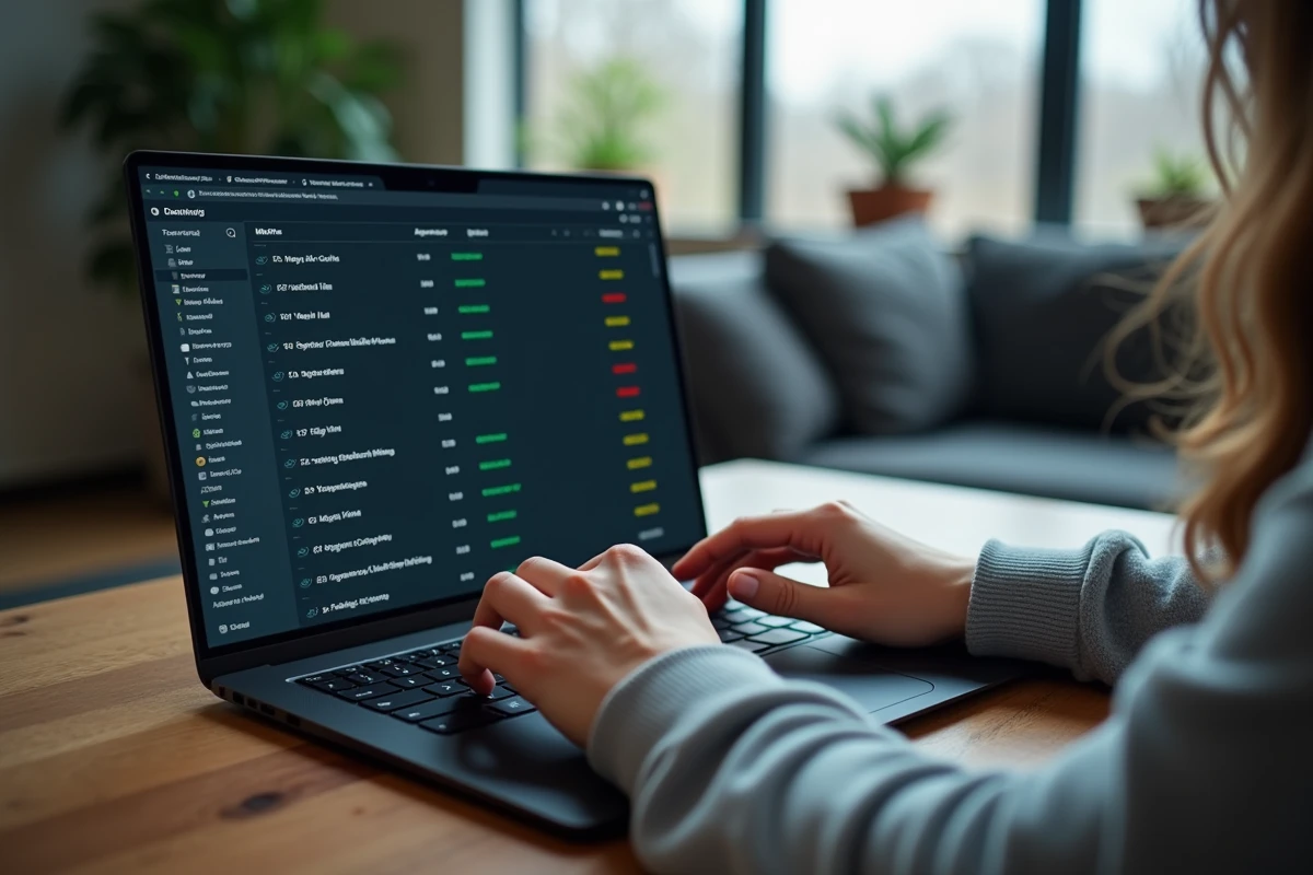 Écran d'ordinateur portable affichant une liste de serveurs Cfx avec indicateurs de ping colorés et mains de joueur