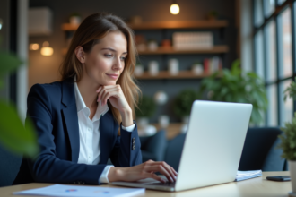 Femme professionnelle analysant des graphiques de backlinks