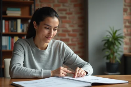 Femme expliquant la différence entre internet et le web avec un schéma dans un bureau moderne