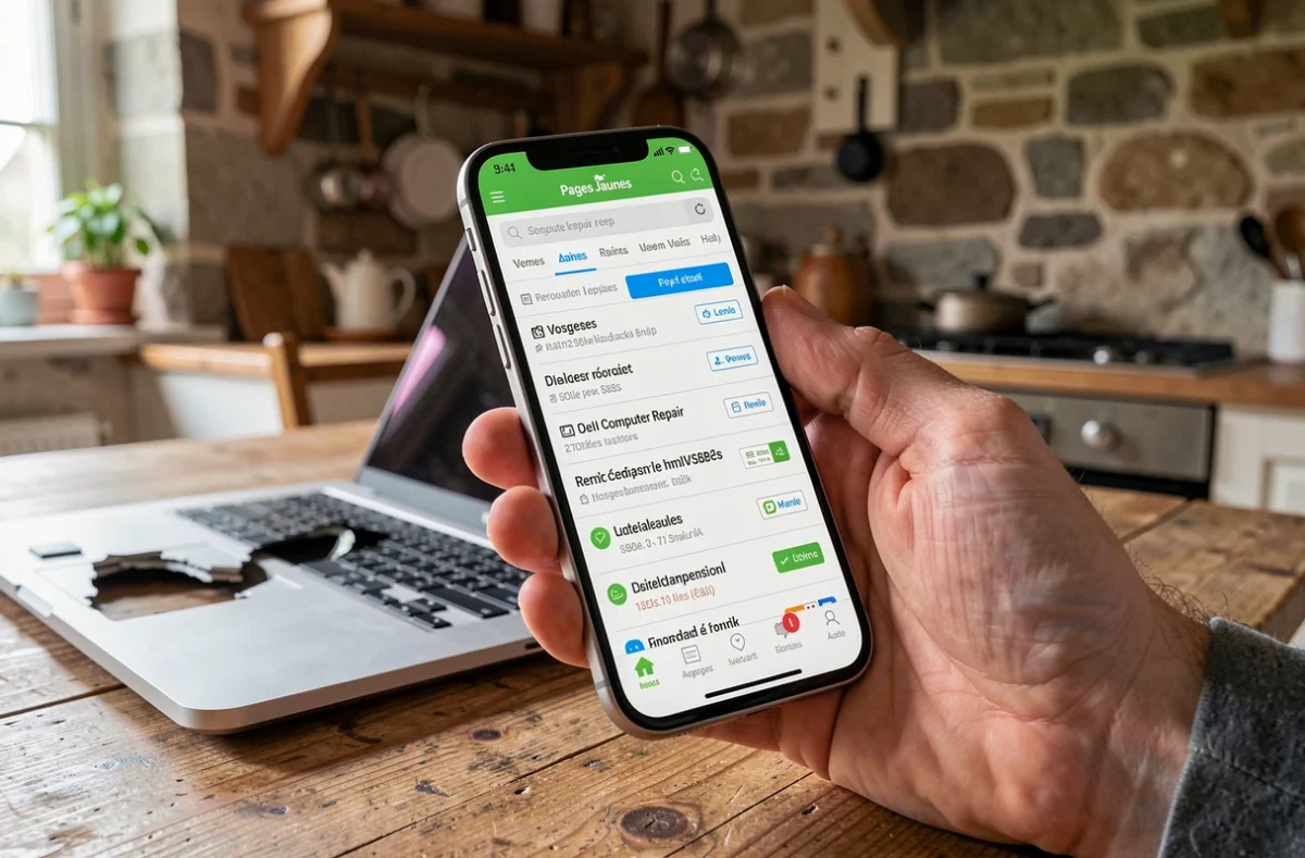 Habitant des Vosges recherchant un réparateur informatique de proximité sur Pages Jaunes depuis son domicile