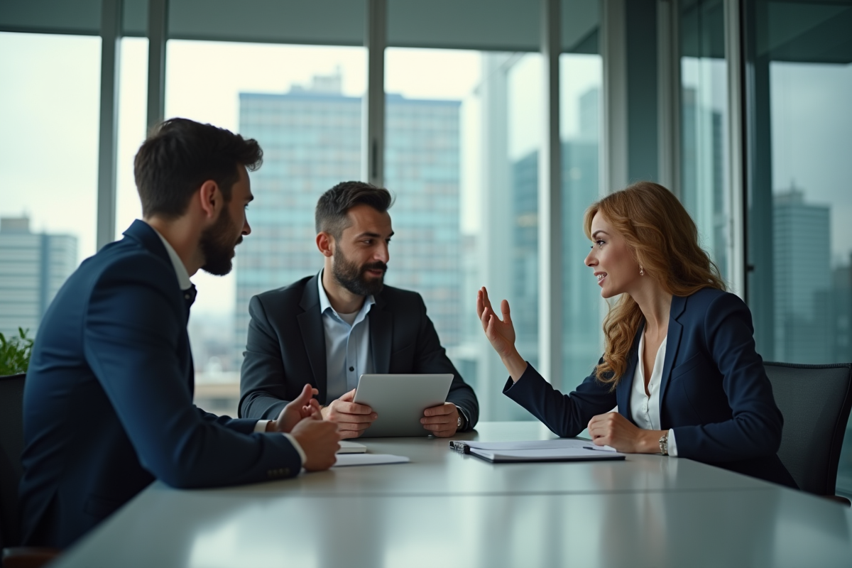 Collègues discutent autour d